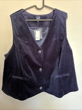 GAP Deep Navy Velvet Button Vest